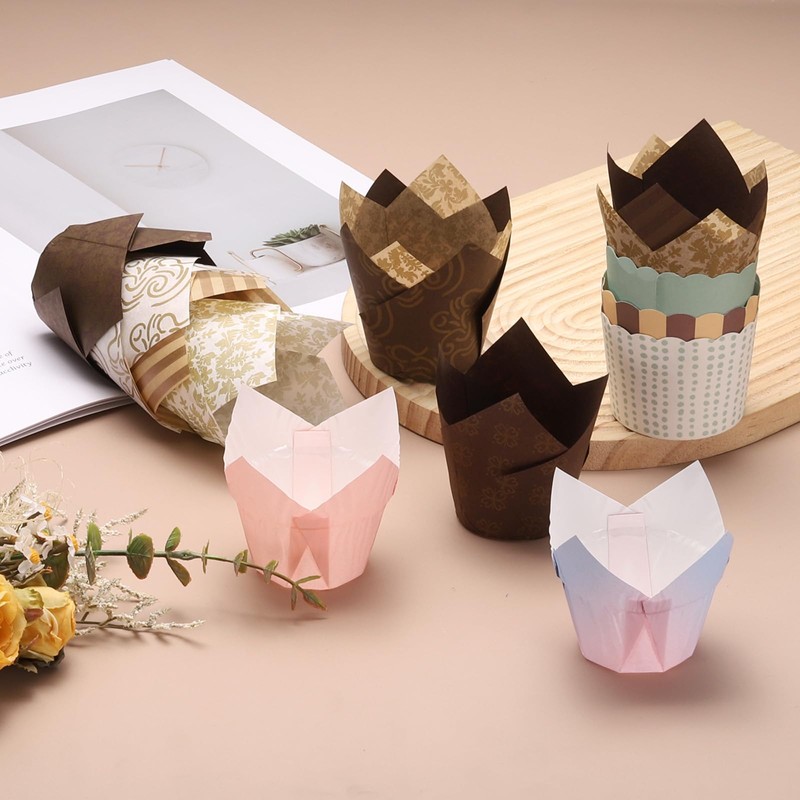 sourcing map 150 Pcs Tulip Baking Cups Cupcake Muffins Liners