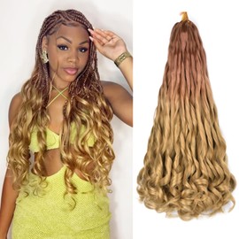 Crochet Hair for Black Women 22 Inch Box Braids Crochet Hair 8 Packs French Curl Braiding Hair 75g/Pack Bouncy French Curl Crochet Braids Hair Extensions (22 Inches,8 Packs,OT30/27)