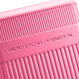 United Colors of Benetton Ribbed Hardside Expandable Luggage with Spinner Wheels, Light Pink, Carry-On 20 Inch