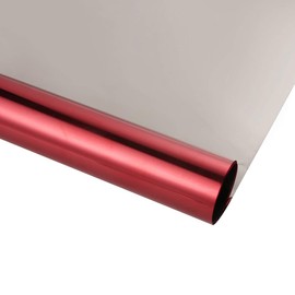 Privacy Window Film One Way Mirror Adhesive Reflective Window Tint Anti UV Heat Control Glass Film for Home and Office Daytime Privacy Protection 17.7Inch x 10Feet, Silver&Red