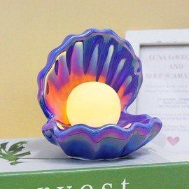 Naimo Shell Pearl Night Light Bedside Ceramic LED Night Lamp Shell Tabletop Light for Bedroom Home Decor Birthday Gift