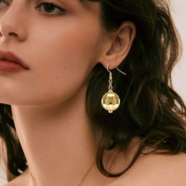 Adoshine Disco Ball Earrings for Women Silver Gold Disco Mirrorball Earrings Perfect for 70s outfits Dance Party Costume Accessories (Short-Gold)