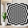 Optical Illusion Shower Curtain Black White Checkboard Pattern Reflecting Symmetric