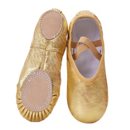 Phineein - Zapatos de Ballet para niñas con Suela Dividida y Purpurina para niños, Oro, 18.5 MX Niño pequeño