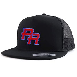 Trendy Apparel Shop Puerto Rico PR Embroidered 5 Panel Trucker Mesh Cap - Black - M-L