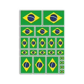 A4 Sticker Sheet Brazil Flags Vinyl Stickers - Brazilian America Country World National Flag Vacation Travel Holiday Car Aesthetic #80085