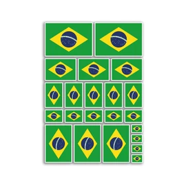 A4 Sticker Sheet Brazil Flags Vinyl Stickers - Brazilian America Country World National Flag Vacation Travel Holiday Car Aesthetic #80085