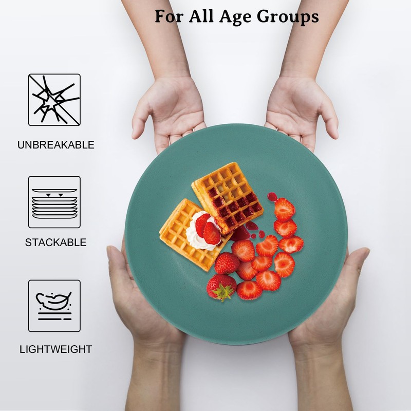 Wrova Wheat Straw Dinner Plates 10 Inch Unbreakable Set of