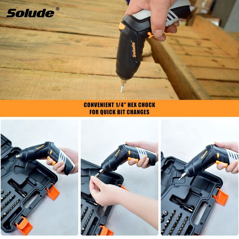SOLUDE 130-Piece Home Tool Kit with 3.6V Cordless Rechargeable Screwdriver,Basic