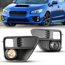 CPW OEM Fog Lights Assembly Fit For 2015 2016 2017 Subaru WRX, Driver & Passenger Driving Fog Lamps w/ H11 12V55W Halogen Bulbs + Wiring + Switch (Black Housing Clear Lens)