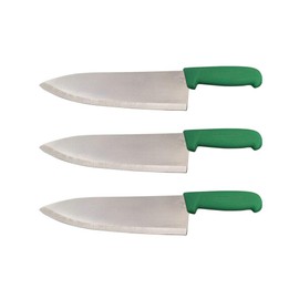 Cozzini Cutlery Imports 10" Chef Knife Choose Your Color - Razor Sharp Commercial Kitchen Cutlery - Cook's Knives (3 Pack - Green)