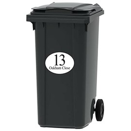 4 Bin Numbers Wheelie Bin Vinyl Weather Proof Stickers Customised House Numbers Street Names Choice of Sizes (A6, A5, A4) (A5 (200 x 150mm))