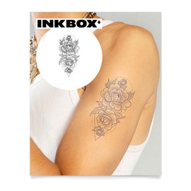 Inkbox Temporary Tattoos, Semi-Permanent Tattoo, One Premium Easy Long Lasting, Waterproof Temp Tattoo with For Now Ink - Lasts 1-2 Weeks, Lady of Camellias, 6 x 3 in