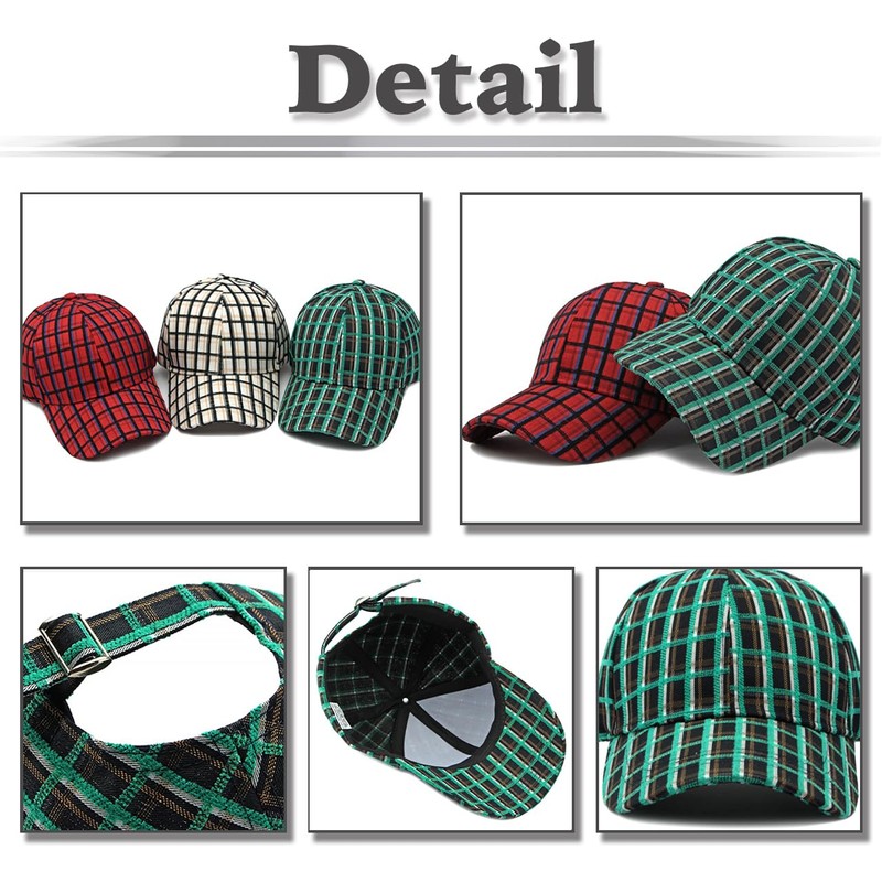 White Fang CZA304 Checkered Cap, Casual Design, Hat, Checkered Pattern,
