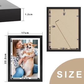4 Pack Picture Frames, Photo Frame 8x6 (20 x 15cm), Black Frames with Stand & Plexiglass, Wooden Picture Frame for Wall Mount and Tabletop Display