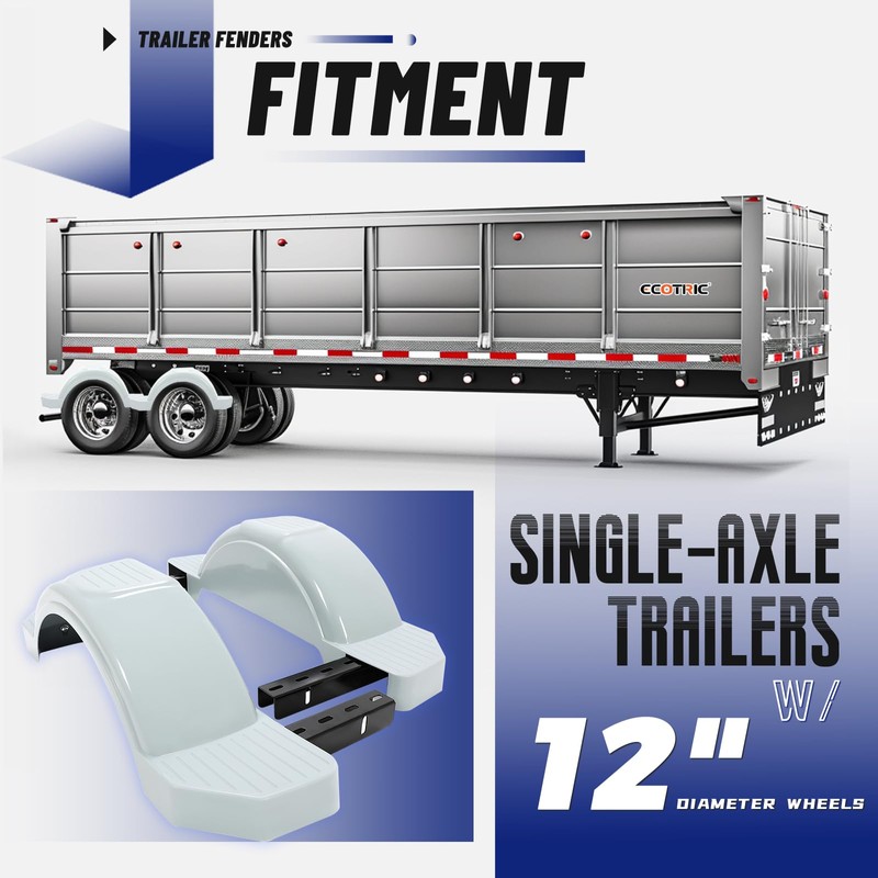 ECOTRIC Pair Axle Trailers Fenders 12" Wheels Tires Skirt Boat