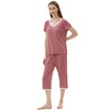 Joyaria Womens Pajama Sets Short Sleeve Capri Pants Soft Bamboo