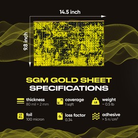 SGM Gold Exclusive Car Sound Deadening Mat 80 mil (2mm) 10 sqft (0.92 sqm), Automotive Sound Deadener, Self Adhesive Butyl Car Sound Deadening Material, Audio Noise Insulation and Dampening Sheets