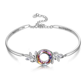 Lotus Flower Bracelet 925 Sterling Silver Women's Jewellery Gifts Blue Crystal Jewellery for Women, Crystal, Crystal
