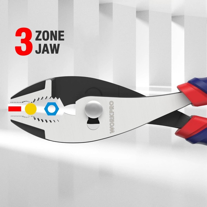 Workpro 8" Slip Joint Pliers with Soft Grip and Rust-Resistant