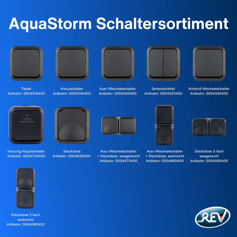 REV 0004720400 AquaStorm Heating Main Switch for Wet Rooms, IP55,