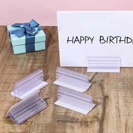 Sneeze Guard Holder, 10 PCS Self-Adhesive Sign Holder Poster Board Stand Plastic Name Tag Holder Acrylic Panels Holder Place Card Tabletop Base Clips for Fastening 1/8" To 1/4" Thick Tags Cards Photos