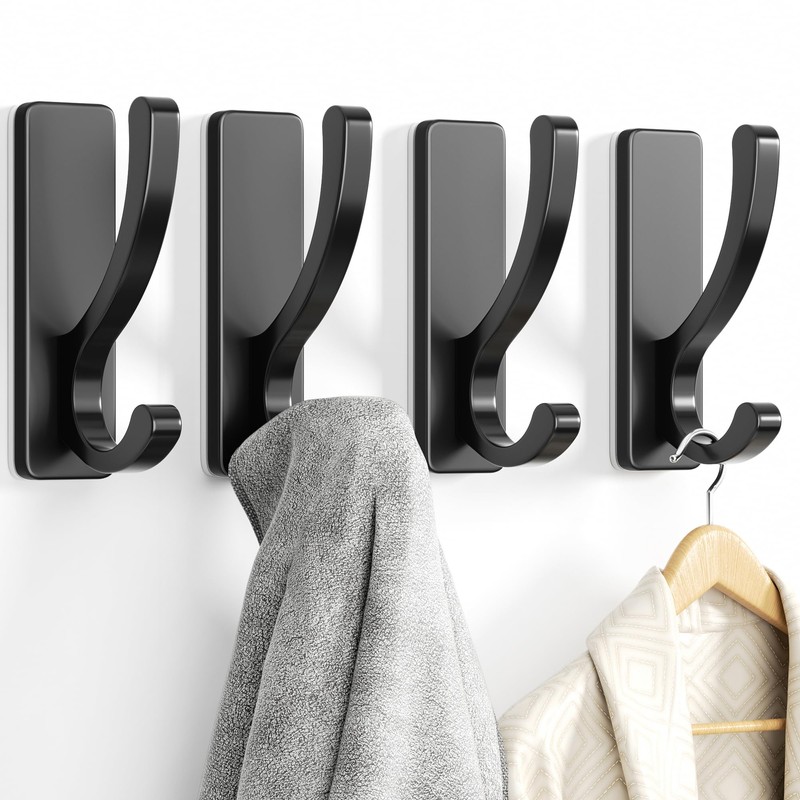 Adhesive Wall Hooks for Towels Coats - Stick On Hooks