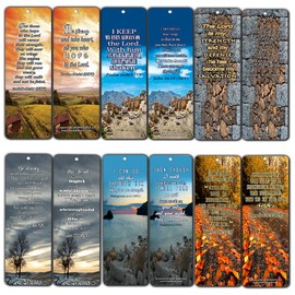 Bible Verses Bookmarks (12-Pack) (Encouragement Bible Verses) - Inspirational Christian Encouragement Gifts for Men Women Friends Ministry - Sunday School Easter Baptism Thanksgiving Christmas Rewards
