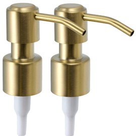 ALTGLAS Roma Soap Dispenser Pump Head - Double Pack Stainless Steel Pump Attachment with 22-24 mm Thread as Replacement Pump for Liquid Soap Dispenser (Brushed Gold)