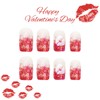 24Pcs Valentines Press on Nails Wine Red Glitter Fake Nails