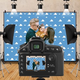 ChloropLastid Blue Sky White Clouds Cartoon Backdrop Children Adult Kids Birthday Party Picnic Baby Shower Summer Autumn Photo Booth Wedding Background Studio Photography Props 7x5ft