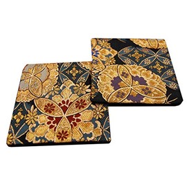 Japanese Style Brocade Woven Kimono Coasters, Set of 2 (Genei, Henroku)