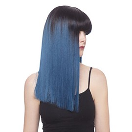 Enigma Wigs Junior's Kailee, Two Toned Black to Turquoise Blue, one Size fits All