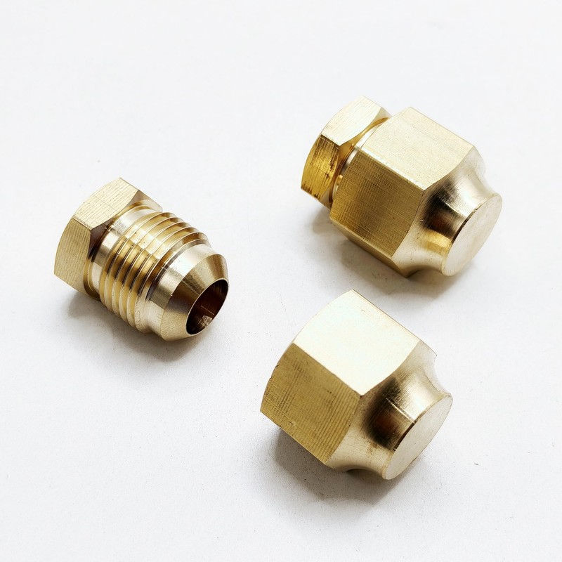 Solid Brass SAE 45 Degree 1/2'' Flare Female Male Cap