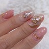 Pink Flower Handmade Nail Tips - Long Ballerina / 분홍이플라워