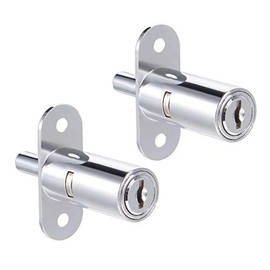 uxcell Drawer Desk Wardrobe Cabinet Push Plunger Lock, 3/4" Cylinder Diameter 1-1/2" Cylinder Length, Zinc Alloy Chrome Finish, Keyed Alike 2Pcs