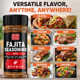 Fajita Seasoning Mix Spicy Chili Powder - Gluten Free & Low Sodium Mexican Seasoning Blend for Meat, Vegetables, Steak & Chicken Fajita. Taco Seasonings Mix Spices. Hot Fajitas Seasonings Spice. 4.5oz