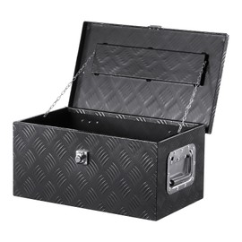 VEVOR VEVOR Heavy Duty Aluminum Truck Bed Tool Box, Stripes Plated Tool Box with Side Handle and Lock Keys, Storage Toolbox Chest Organizer for Trailer, Pickup, Truck Bed, RV, 20"x12"x9.5", Black