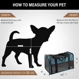 Cat Carrier - Portable Foldable Dog Pet Carrier, Soft-Sided Pet Bag up to 22 Lbs, Airline Approved Travel Puppy Carrier