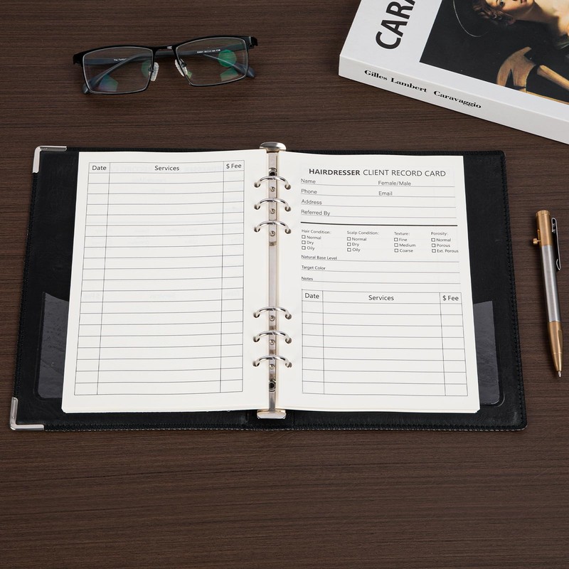 Moogovgi Hair Stylist Client Profile Book,Client Record Refillable Notebook Binder