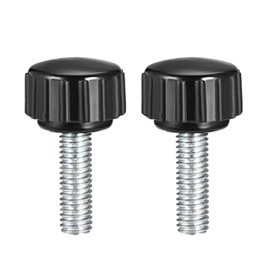 uxcell 2pcs Knurled Clamping Knobs M5 x 20mm Metric Zinc Plated Carbon Steel Male Thread Thumb Screw on Type 16mm Plastic Round Head Threaded Hand Bolt Stud Knobs Black