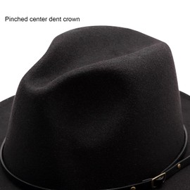 DRESHOW Womens Classic Wide Brim Floppy Panama Hat Belt Buckle Wool Fedora Hat