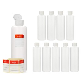 10 x 250 ml plastic bottles with A clasp, plastic bottles Klappspritzverschluss bottles, with Round Made of HDPE with Hinged with Octopus ® Beschriftungsetiketten 10