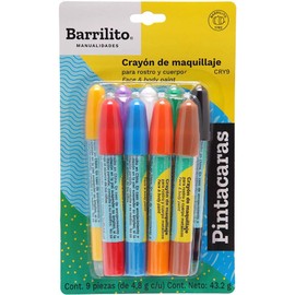 Barrilito CRY9 Crayón de Maquillaje para Rostro y Cuerpo, 9 Colores