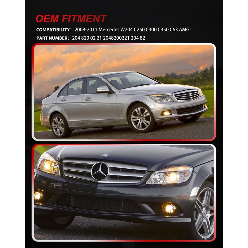 MODIPIM Clear Front Sidemarker w/White LED Lights For 2008-2011 Benz