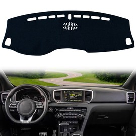 KEEGTBOX - Funda de salpicadero para consola central personalizada compatible con Kia Sportage SUV 2017, 2018, 2019, 2020, 2021, 2022, fundas para salpicadero (borde negro)