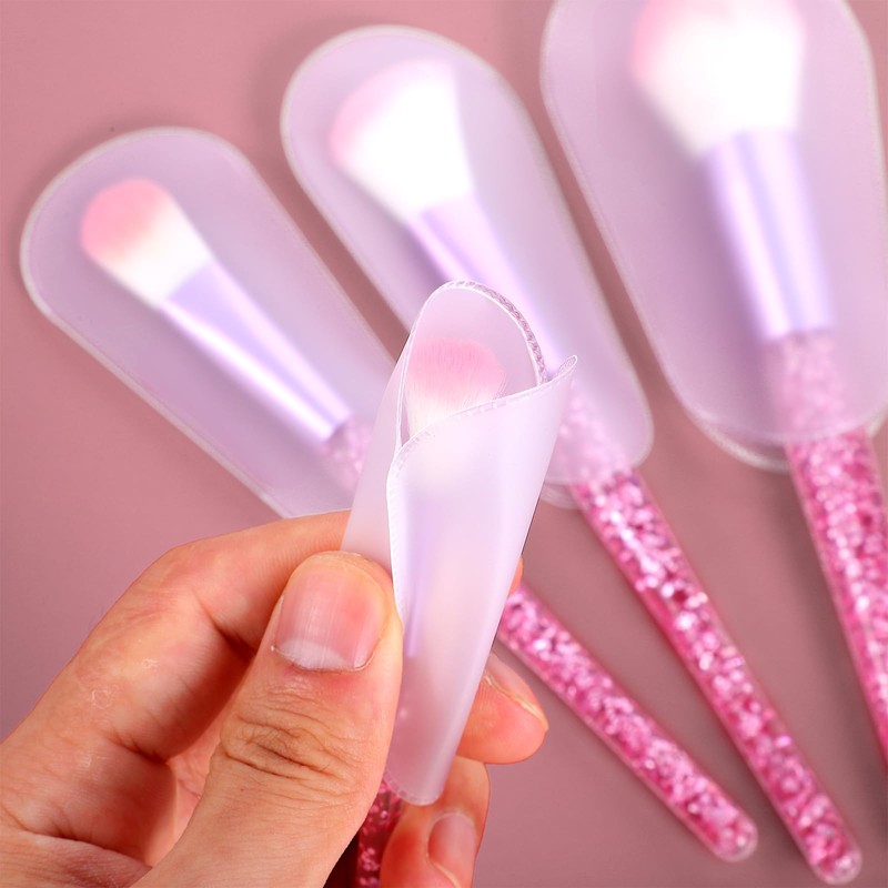 Jeffdad 20 Pcs Makeup Brush Covers, 5 Sizes Clear Make