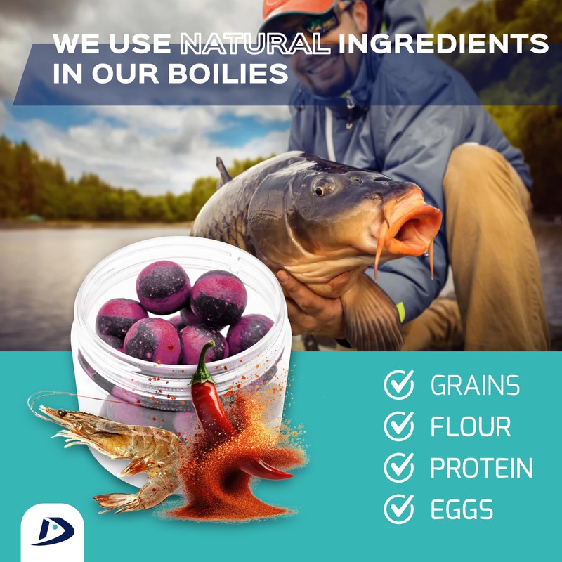 Bait Nerd 20pcs, 20mm, Shrimp-Spices Natural Premium Soluble Duo Boilies