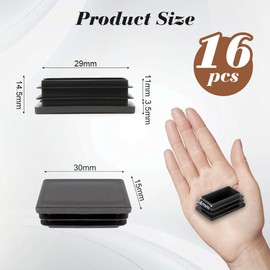 OSDUE 16PCS Rectangle 30 * 15mm Plastic End Caps, Furniture Caster Cups,Non-Slip Furniture, for Bed Cabinet Sofa Tables Desks Chairs Bed Furniture Foot (Black), Prevent Scratches & Damage