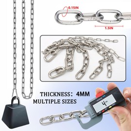 KNUOPYT Stainless Steel Chain,4MMx78.7IN Stainless Steel Iron Chain,Multi Functional Stainless Steel Metal Chain for Swings,Plant and Clothing Hanging,Pet Towing Chains,Anti-Theft Hanging Chains